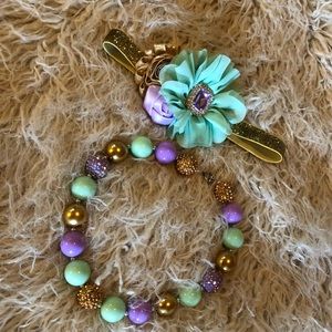 Mermaid colored necklace with matching headband